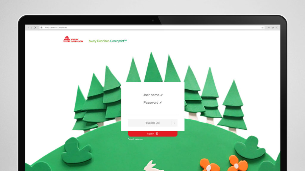 Úvodná stránka Avery Denison Greenprint