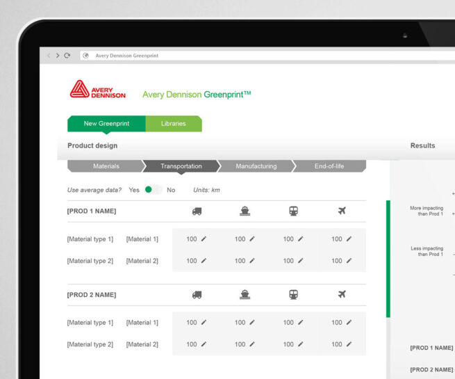 Avery Dennison GreenPrint app design