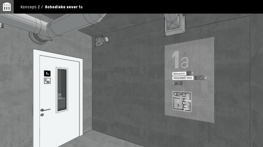 Podzemná garáž Pradiareň 1900, informačný systém