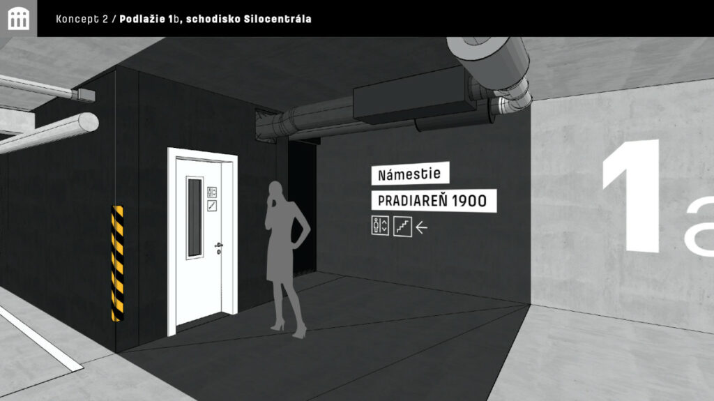 Podzemná garáž Pradiareň 1900, informačný systém