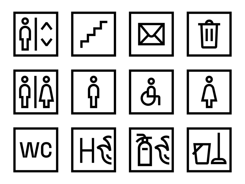 Sada piktogramov použitých v rámci infosystému Pradiarne 1900