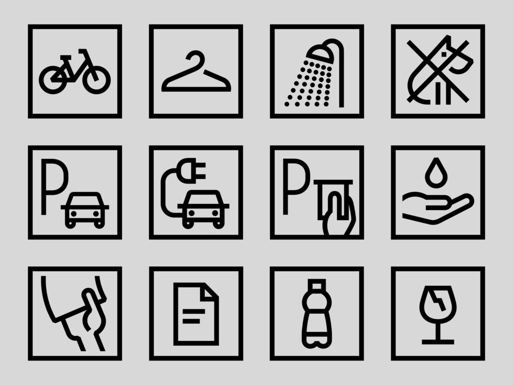 Sada piktogramov použitých v rámci infosystému Pradiarne 1900